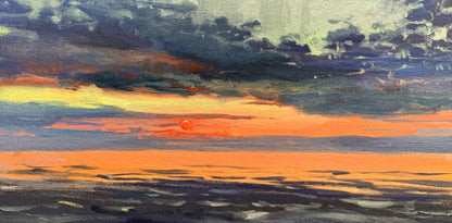 Oil painting Sunset at sea by Tatyana Derdey vibrant sunset over ocean