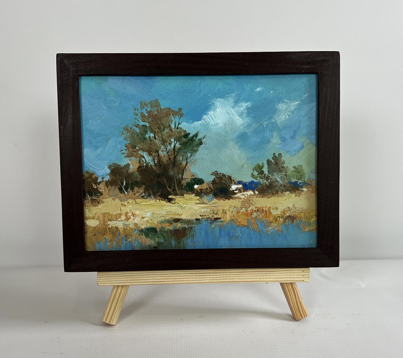 Framed oil painting Walking near the forest pond by Yuriy Suprunchuk