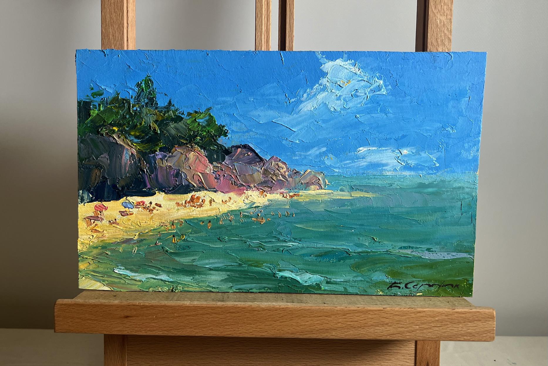 Vibrant impressionist oil painting Holidays at Sea by Boris Serdyuk coastal scene