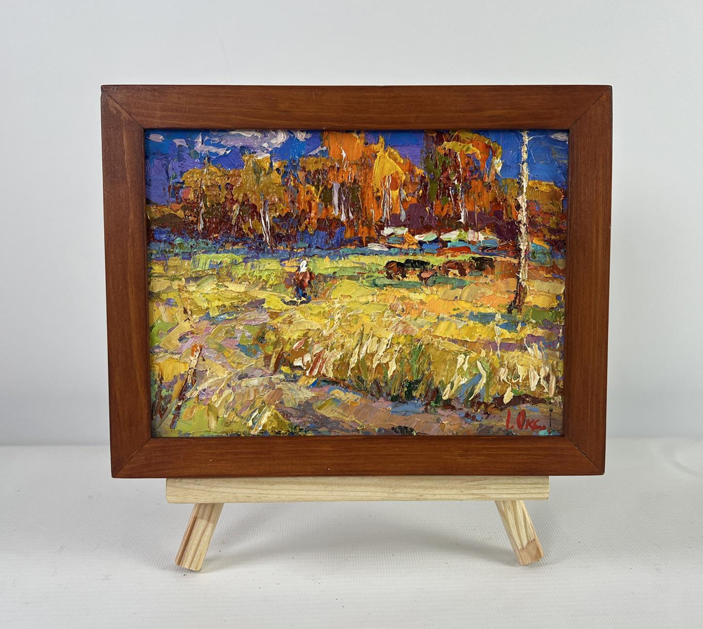 Oil painting Golden breath of autumn by Oksana Ivanyuk in wooden frame