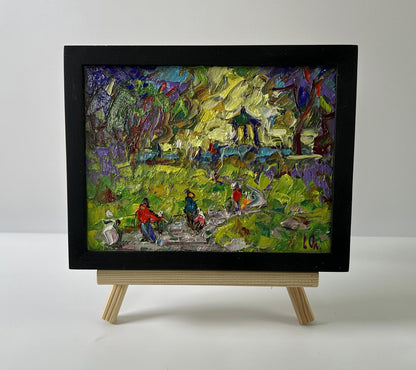 Oil painting City summer park by Oleksiy Ivanyuk in black frame