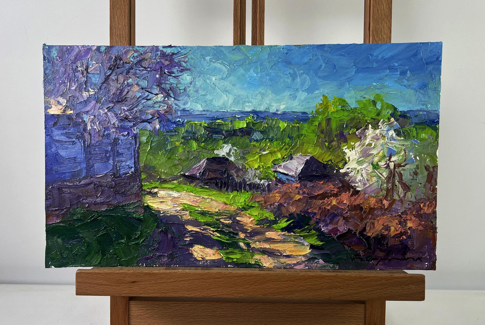 Vibrant impressionist oil painting Village in spring silence by Boris Serdyuk