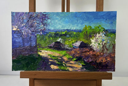 Vibrant impressionist oil painting Village in spring silence by Boris Serdyuk