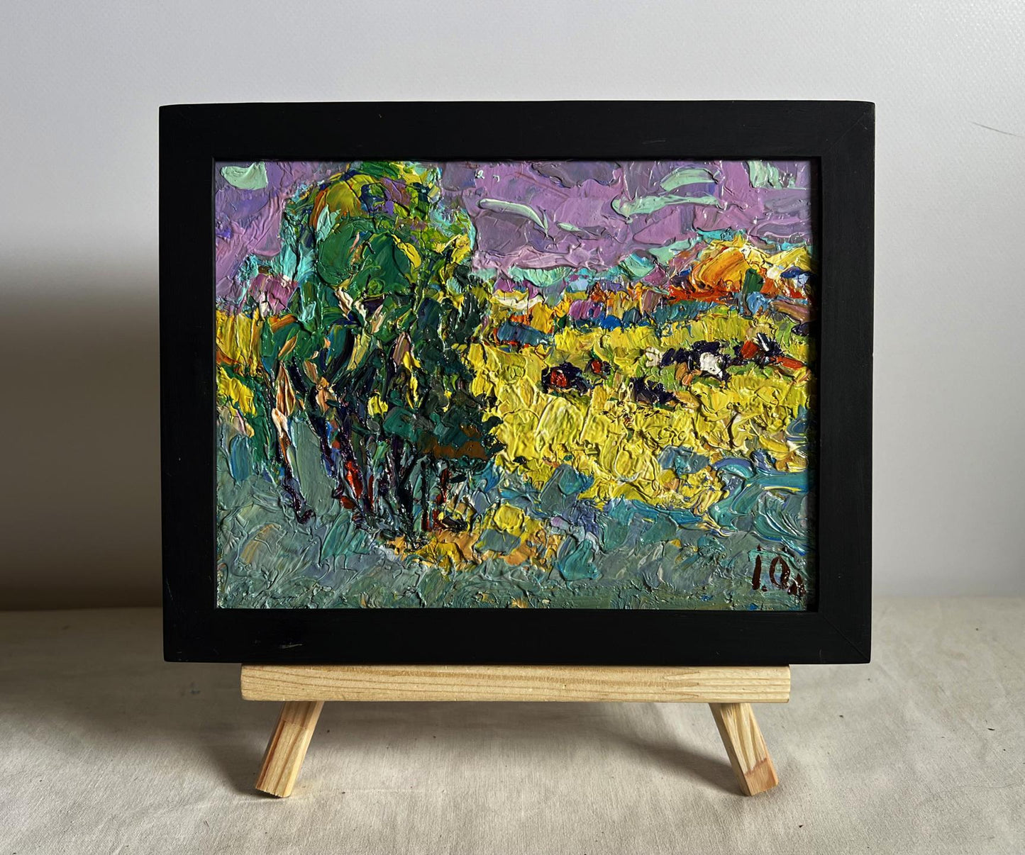 Oil painting In autumn after the rain by Oleksiy Ivanyuk in black frame
