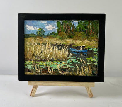 Oil painting Where Water Sleeps by Oksana Ivanyuk serene pond scene