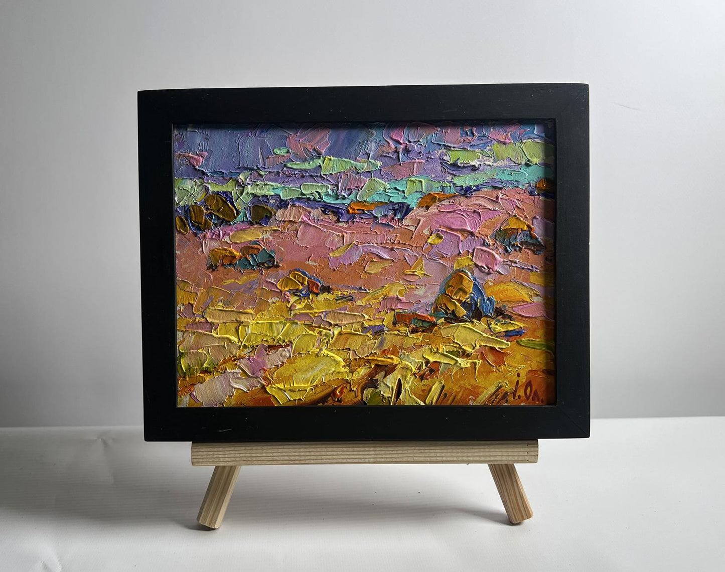 Vibrant Morning Summer Meadows oil painting by Oleksiy Ivanyuk in black frame