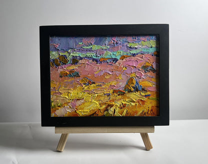 Vibrant Morning Summer Meadows oil painting by Oleksiy Ivanyuk in black frame