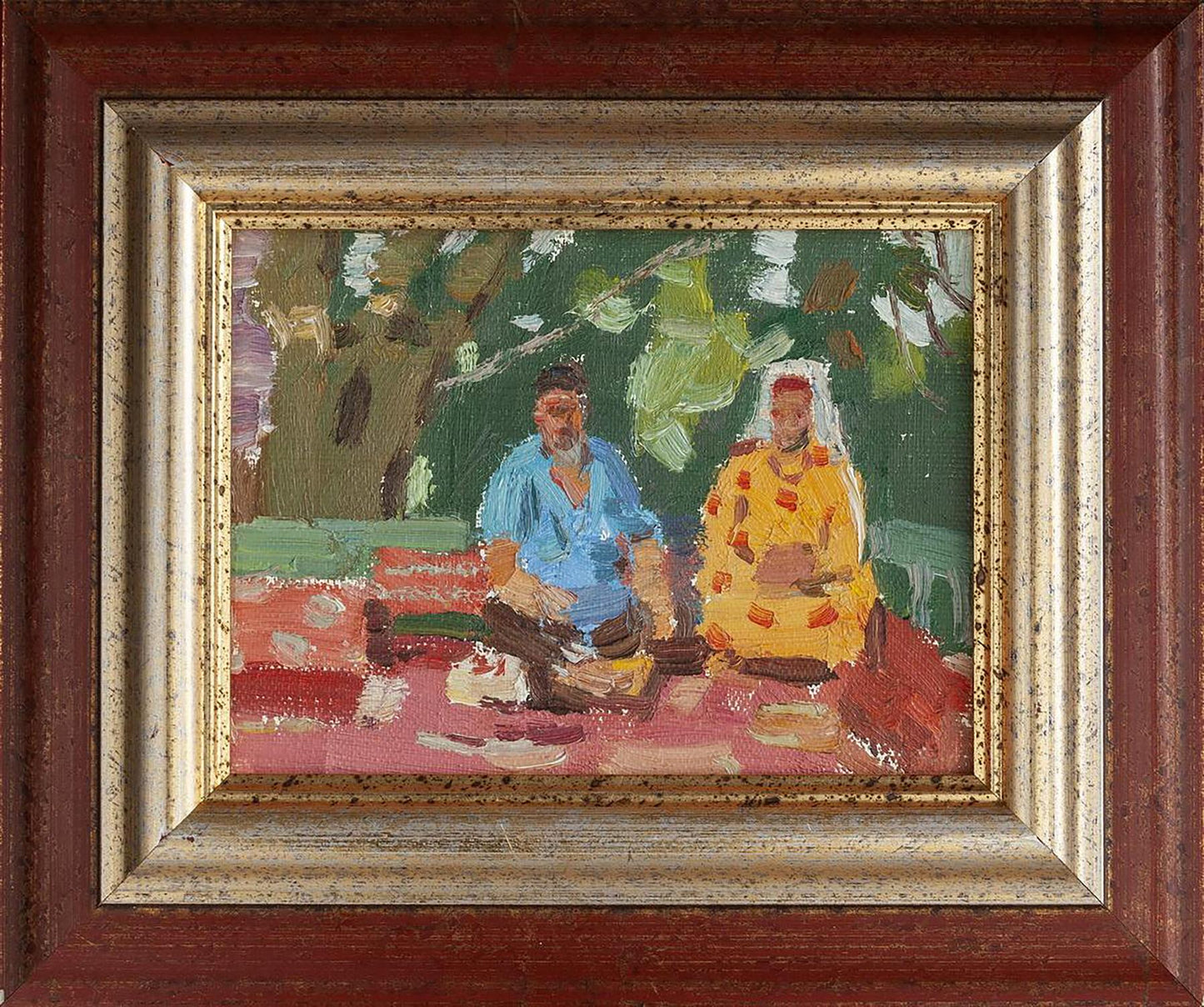 Oil painting Tea party by Yury Konovalov in double-framed display
