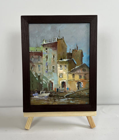 Framed oil painting Shadows of a City Street by Yuriy Suprunchuk