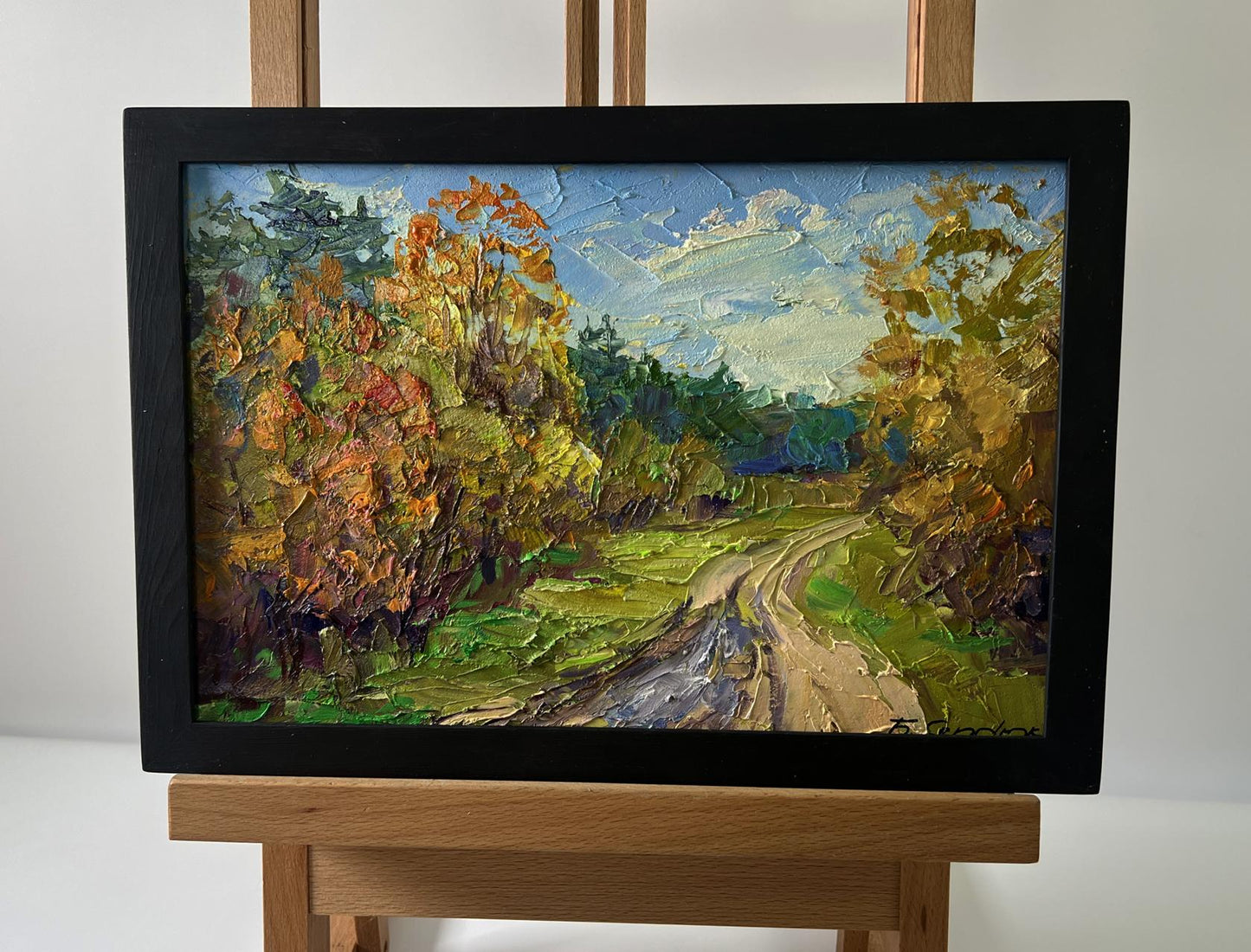Oil painting Road through the autumn forest by Boris Serdyuk