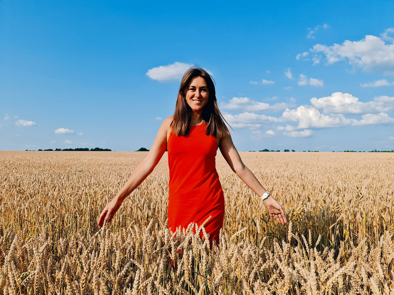 Photo of a beautiful girl in a wheat field