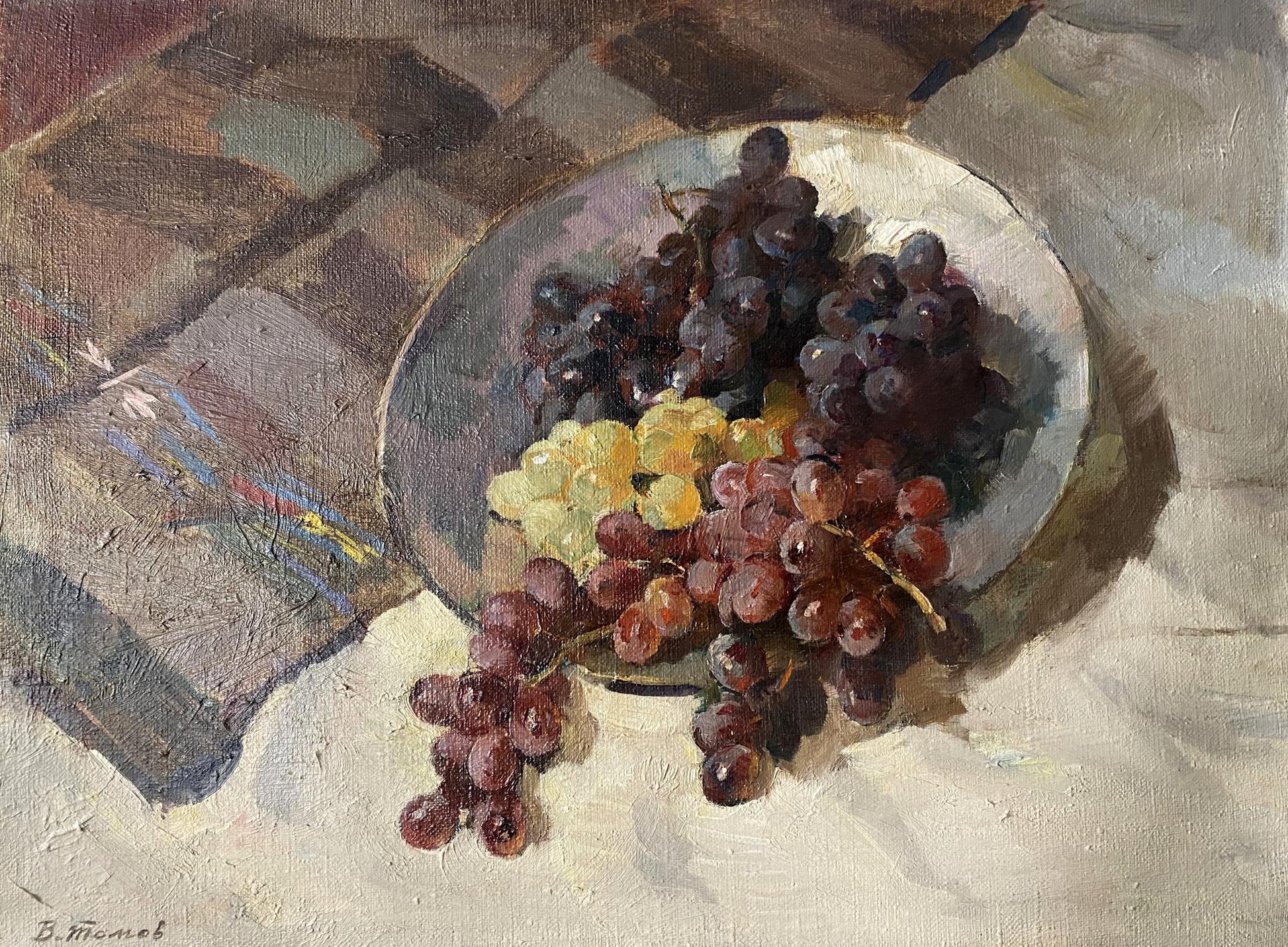 Oil painting Juicy grapes V. Tomov by b. still life