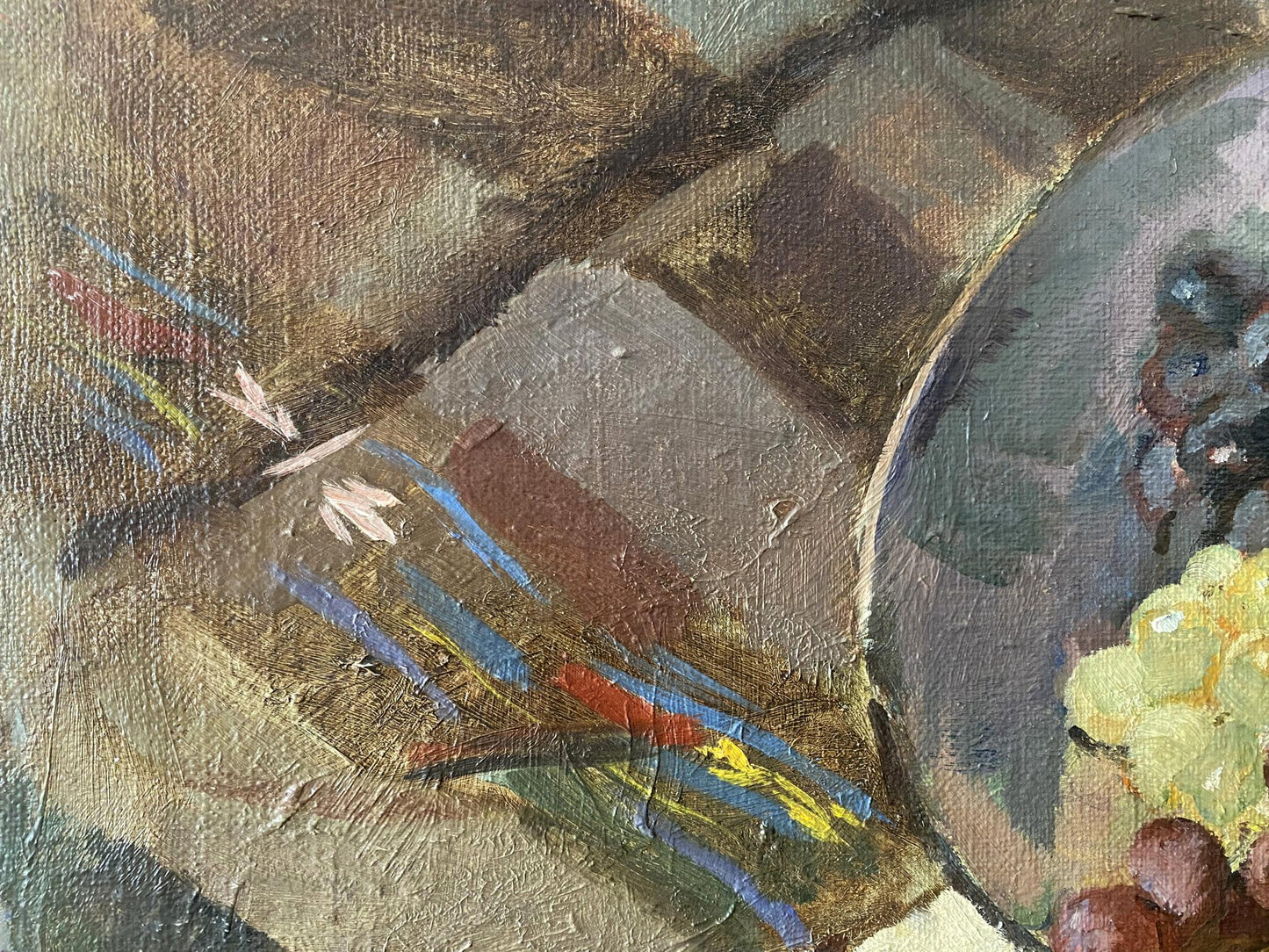Oil painting Juicy grapes V. Tomov: textured still life with grapes