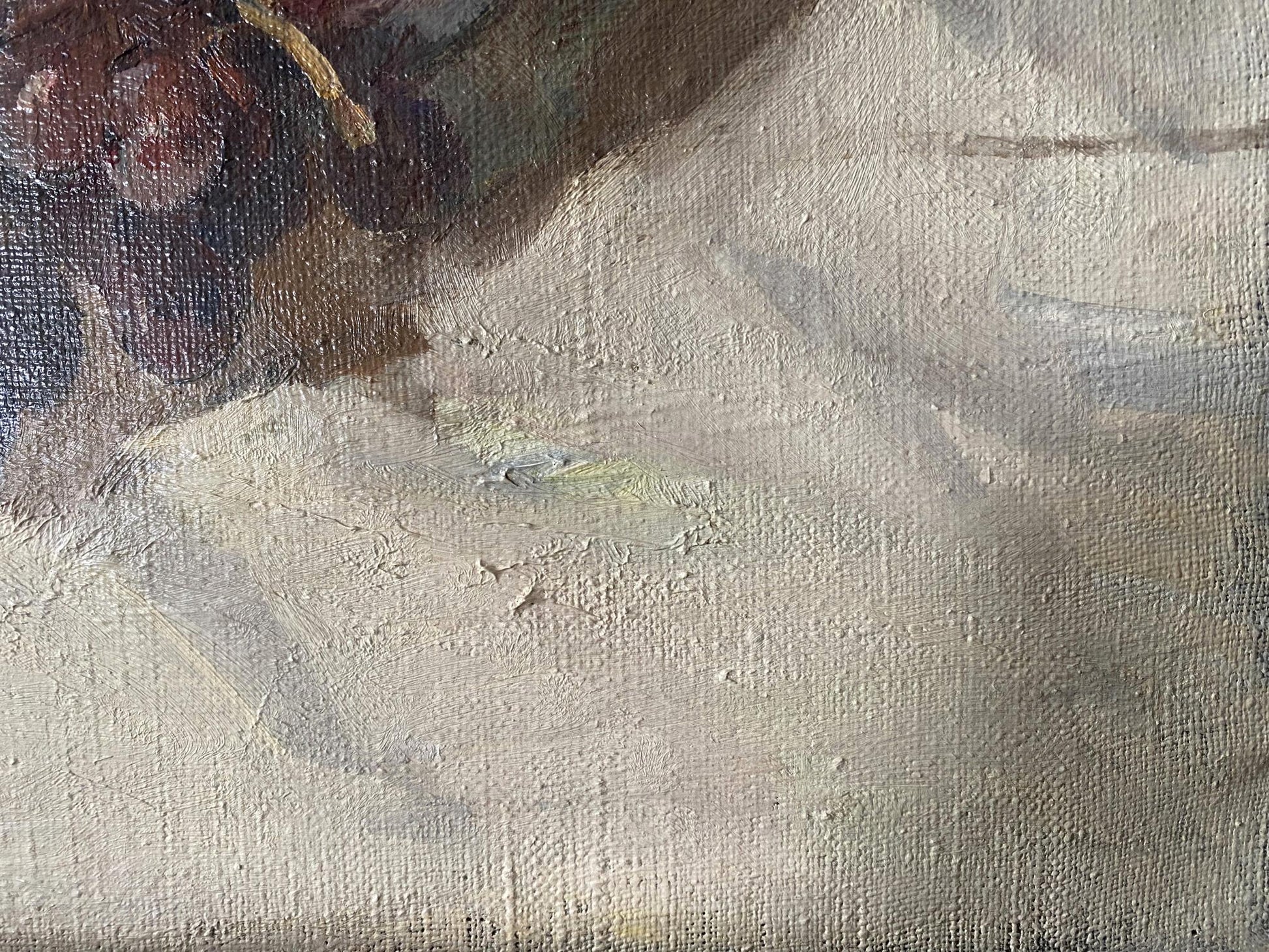 Oil painting Juicy grapes V. Tomov on textured canvas with impasto strokes