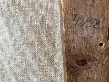 Back of Oil painting Juicy grapes V. Tomov: rustic plank marked 42/58