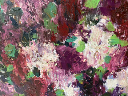 Oil painting Lilac by Serhii Ivanovych Kovtun with purple magenta green strokes