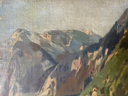 Oil painting of mountain river by Albert Jean Adolphe