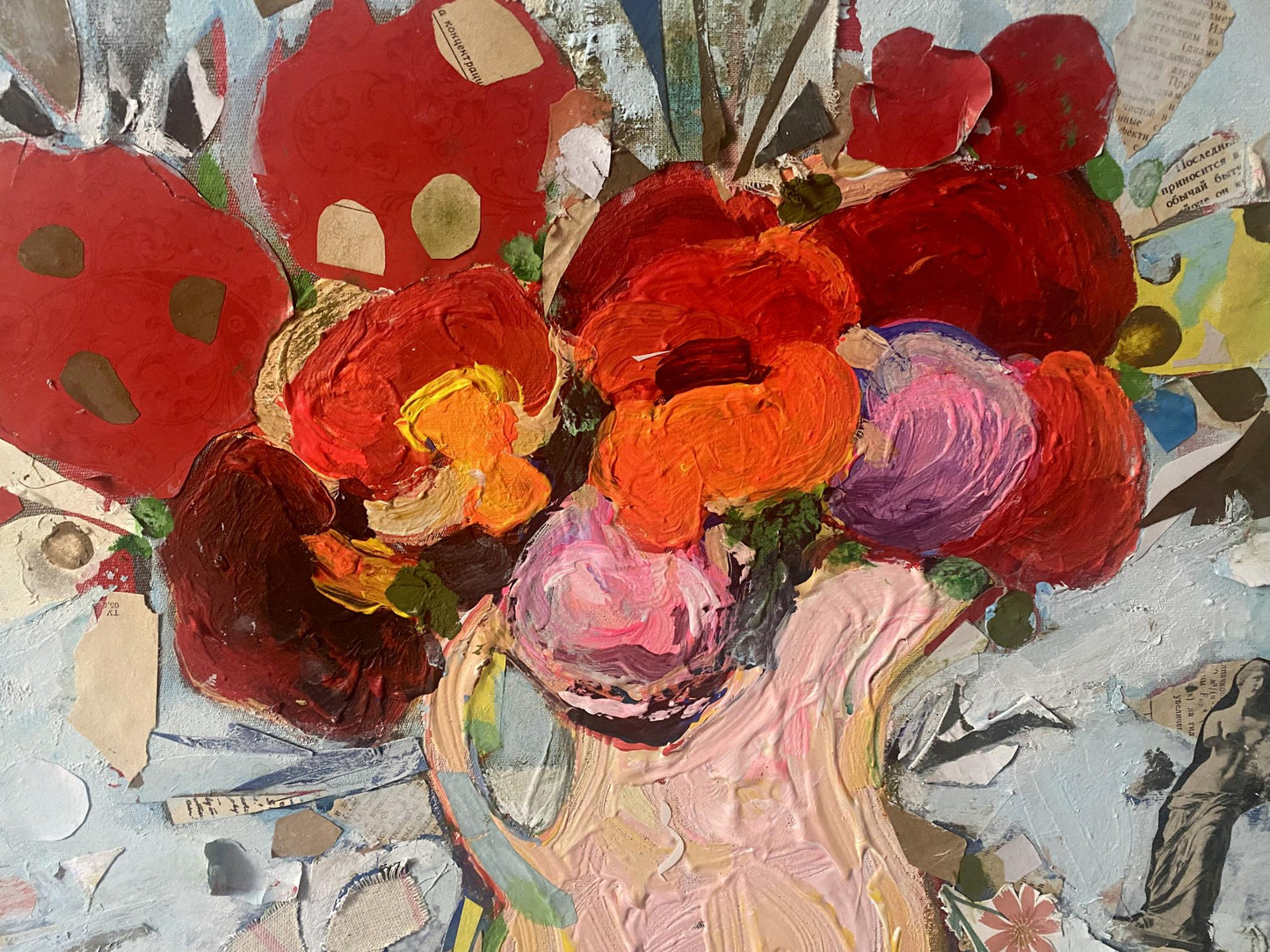 Vibrant impasto oil painting of floral bouquet by Samchuk Vasily Alexandrovich
