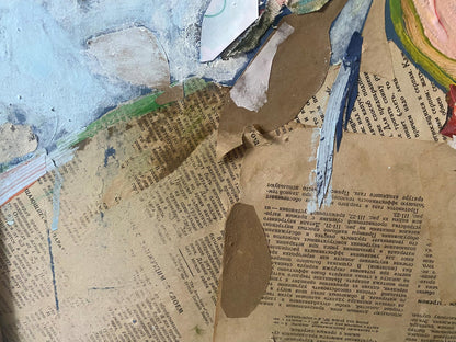 Oil painting of torn faded book pages by Samchuk Vasily Alexandrovich