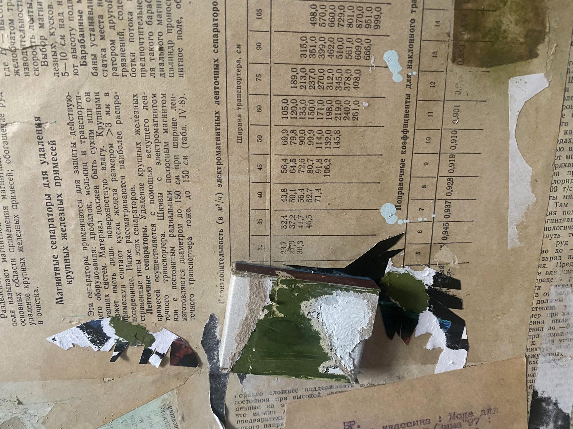 Weathered torn paper with faded text in oil painting by Samchuk Vasily Alexandrovich