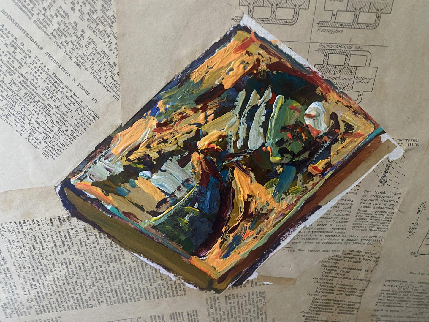 Oil-painted miniature book by Samchuk Vasily Alexandrovich, textured impasto cover