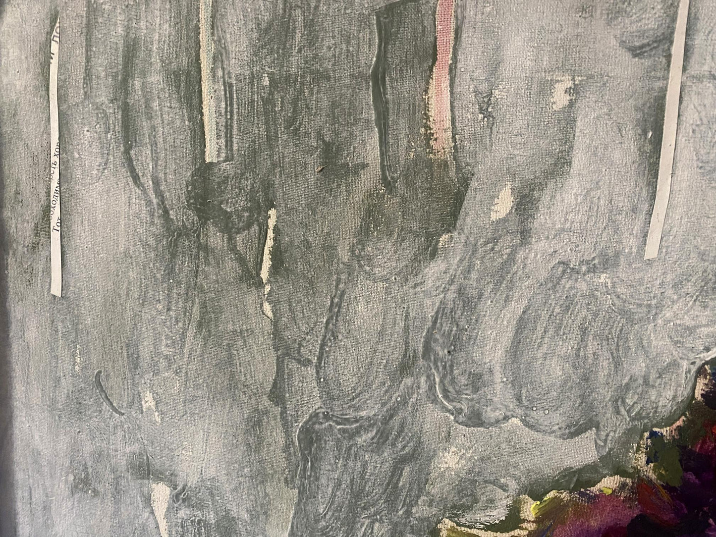 Oil painting Flowers on the table by Samchuk Vasily Alexandrovich, abstract gray black texture