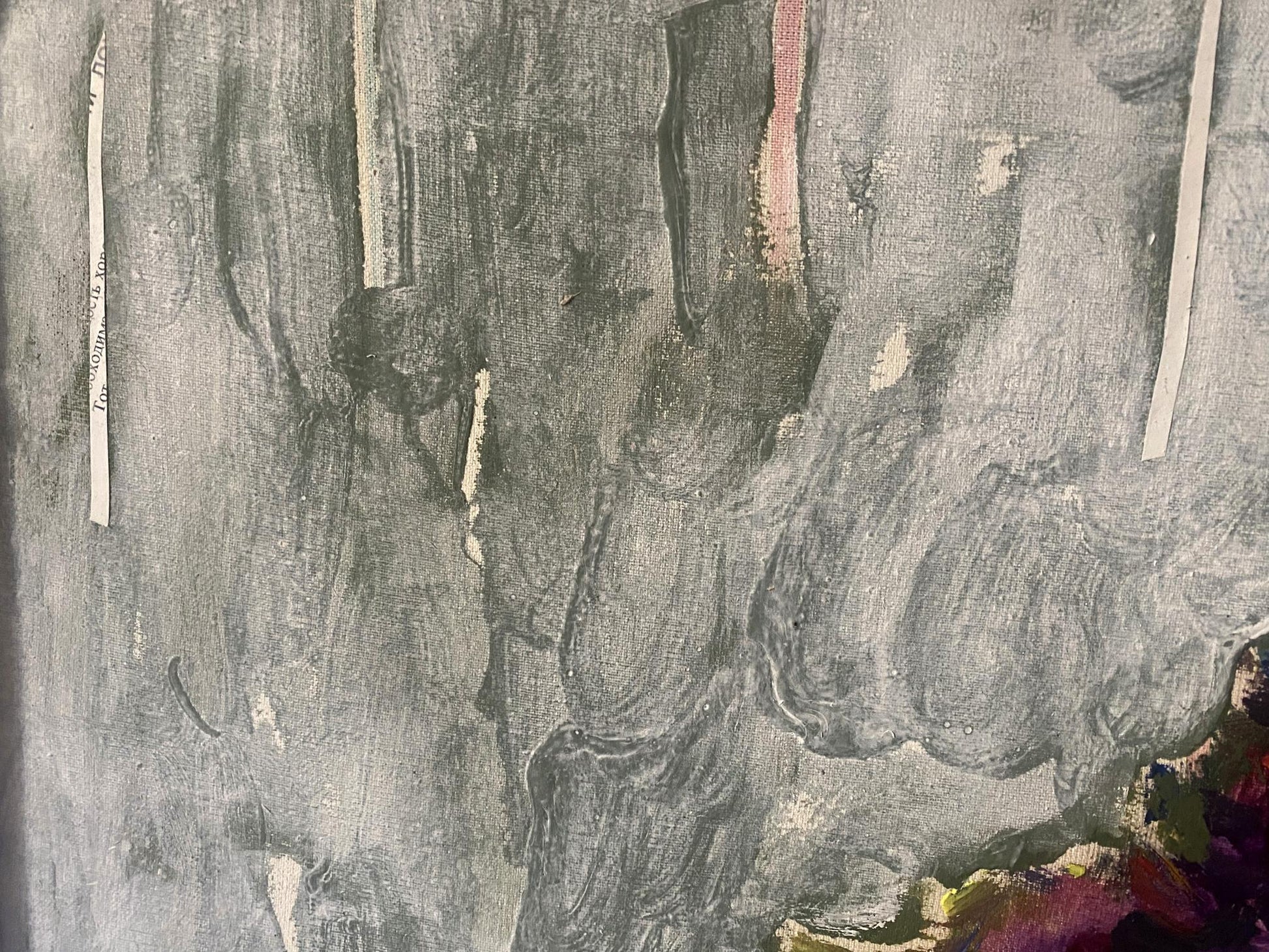 Oil painting Flowers on the table by Samchuk Vasily Alexandrovich, abstract gray black texture