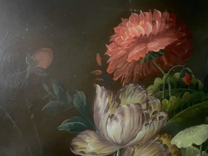 Vibrant pink peony oil painting Wildflowers Montana classical still life