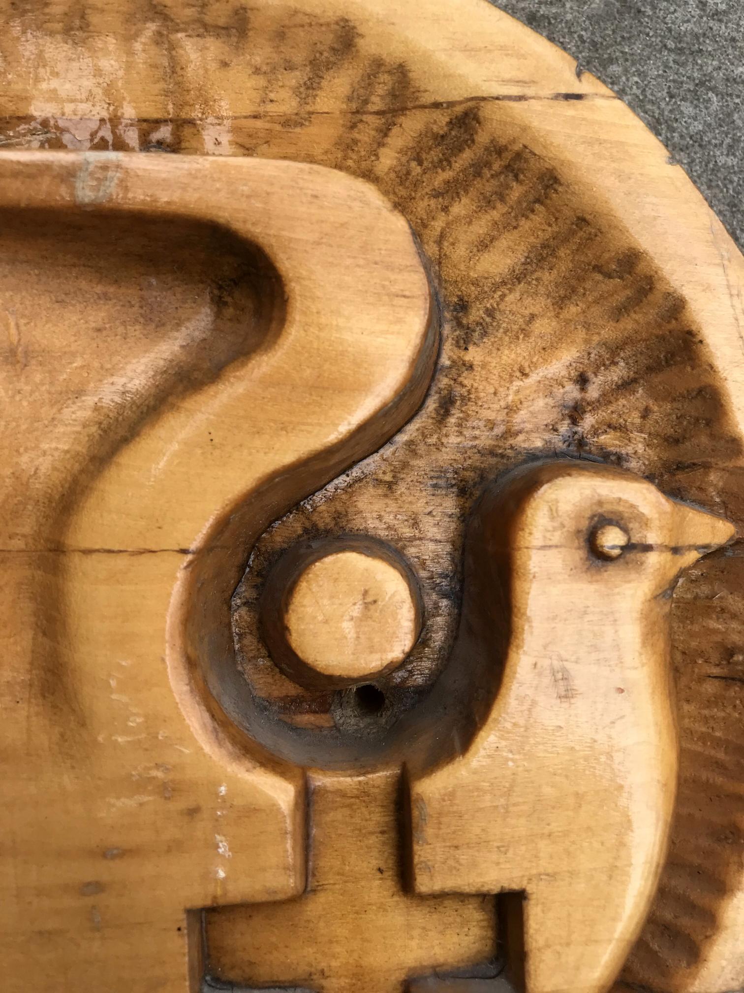 Social realism Dove of peace: carved wooden bird with amber finish, detailed feathers