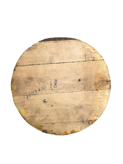 Weathered wooden plaque with Social realism Dove of peace inscription