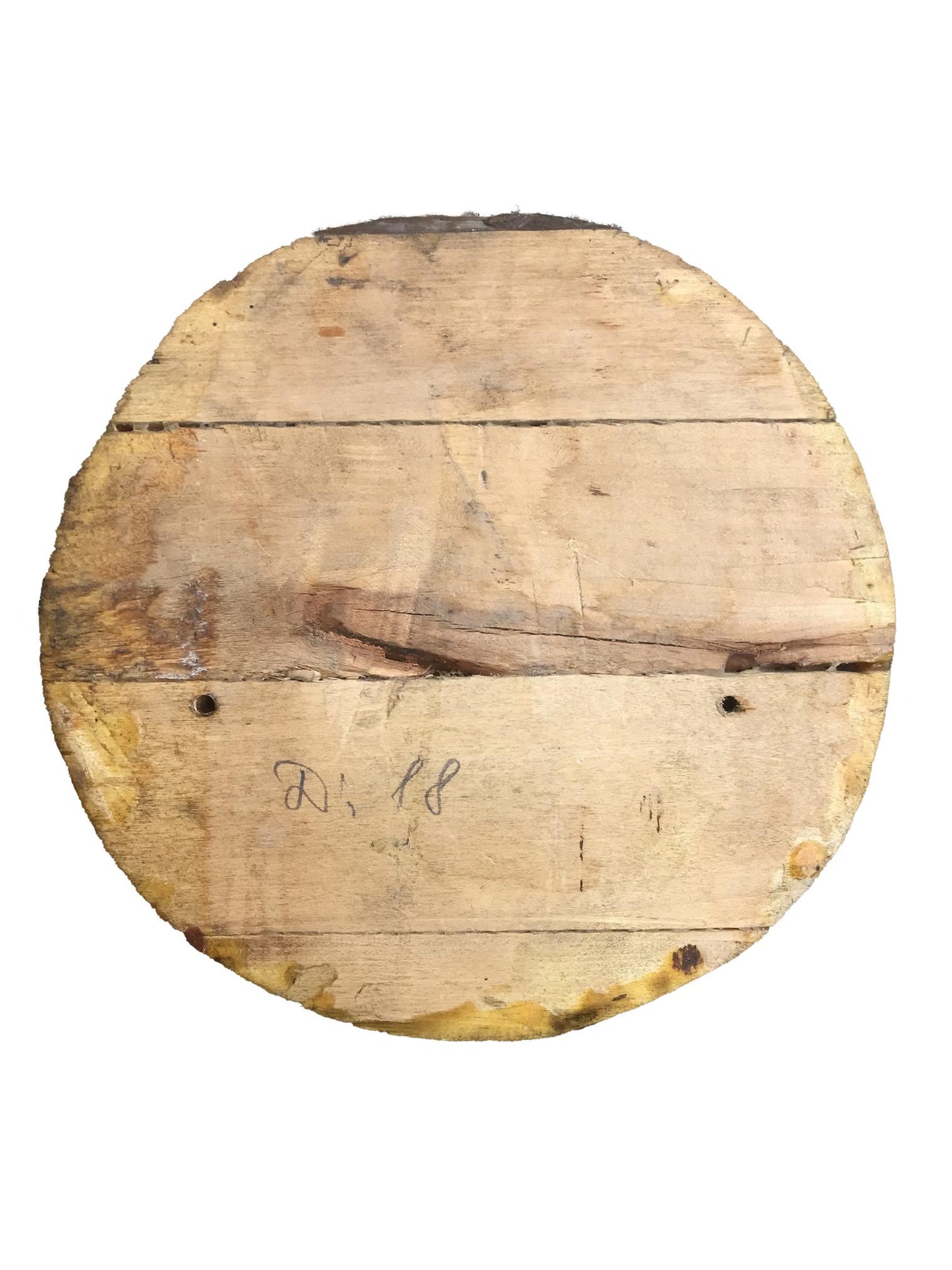 Weathered wooden plaque back with grain, nail holes, Social realism Science design