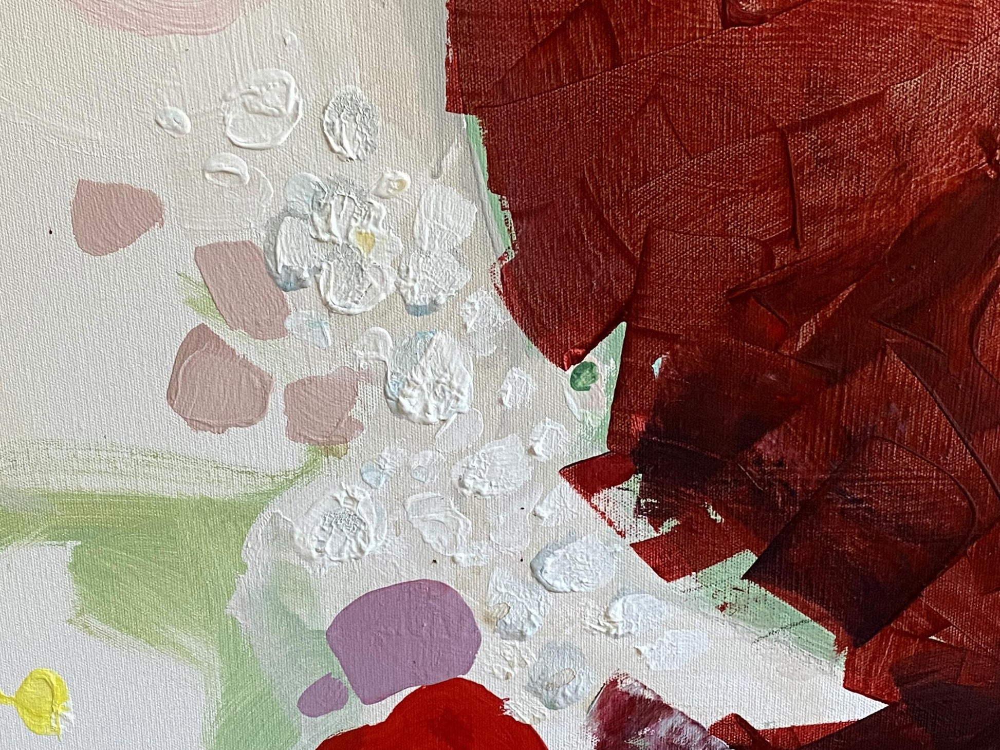Oil painting Flowers by Samchuk Vasily Alexandrovich, abstract impasto reds and pinks