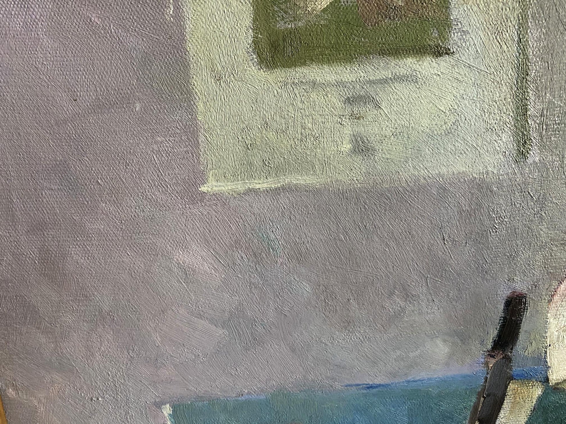 Textured impressionistic oil painting by Babkova Alexandra Andreevna on gray wall