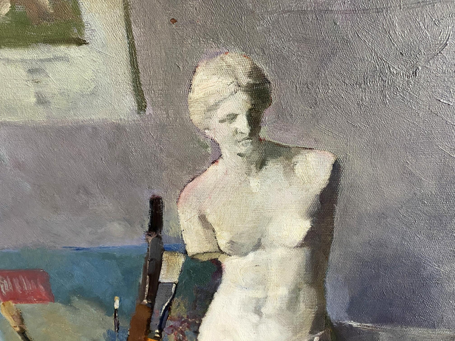 Oil painting of Babkova Alexandra Andreevna desktop sculpture woman in marble-like white