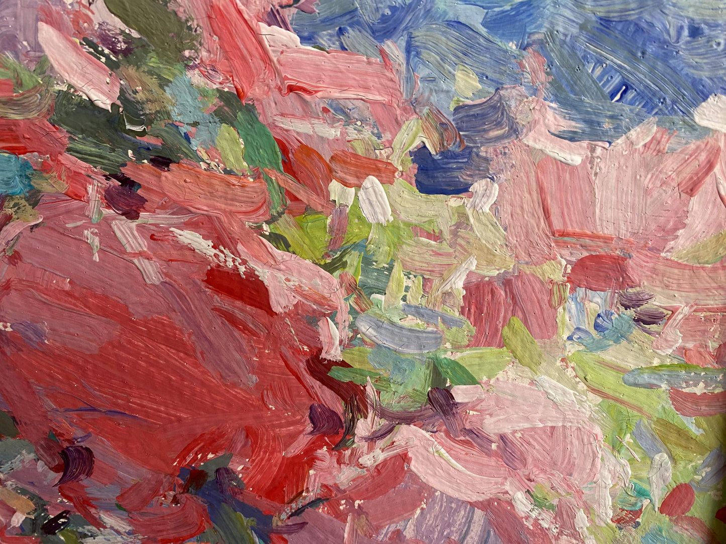 Vibrant oil painting of flowers in vase by Ryman Evgeny Nikolaevich
