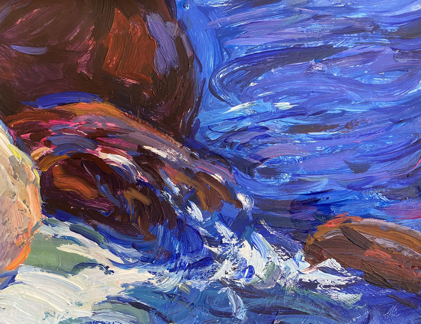 Vibrant impressionist oil painting Rest on the rocky shore by Mamchich Stepan Gavriilovich
