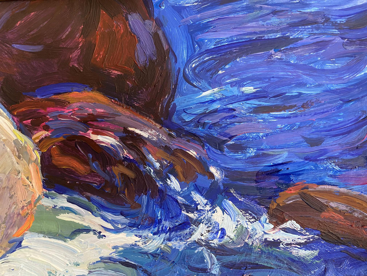 Vibrant impressionist oil painting Rest on the rocky shore by Mamchich Stepan Gavriilovich