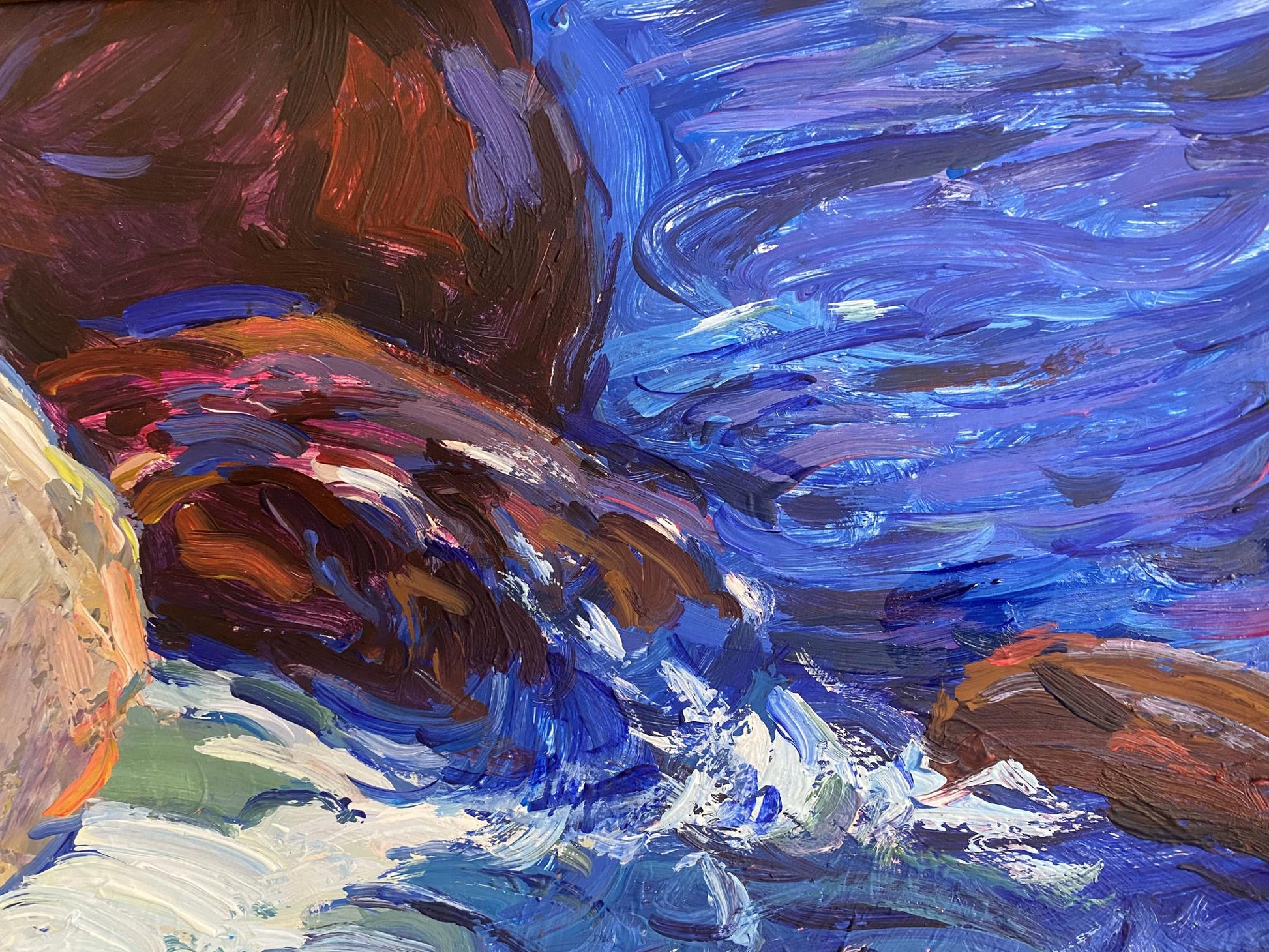 Vibrant impressionist oil painting Rest on the rocky shore by Mamchich Stepan Gavriilovich