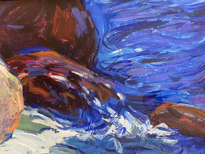Vibrant impressionist oil painting Rest on the rocky shore by Mamchich Stepan Gavriilovich