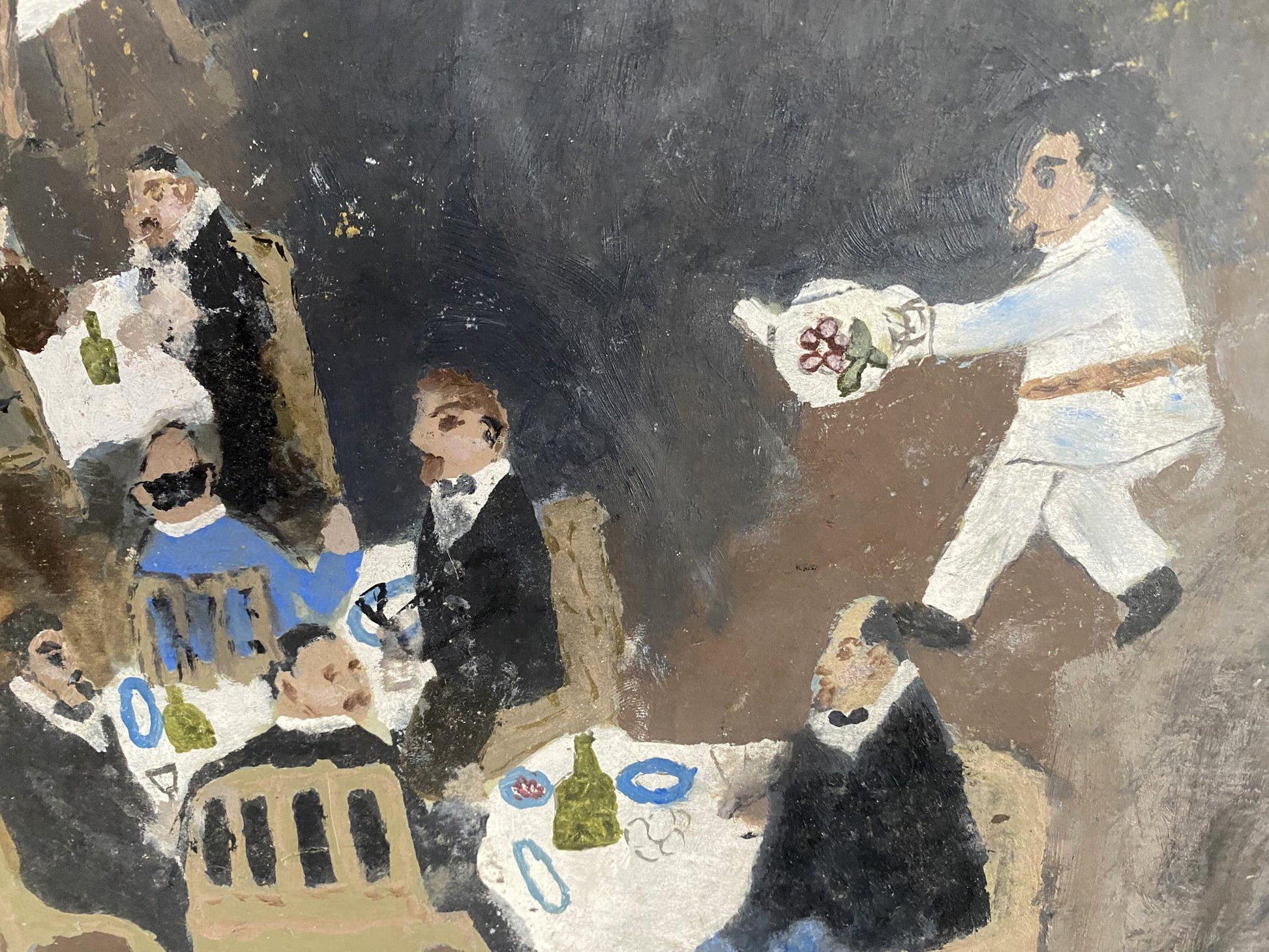 Vibrant Oil painting Tavern by Petr Nagulyak: lively formal gathering