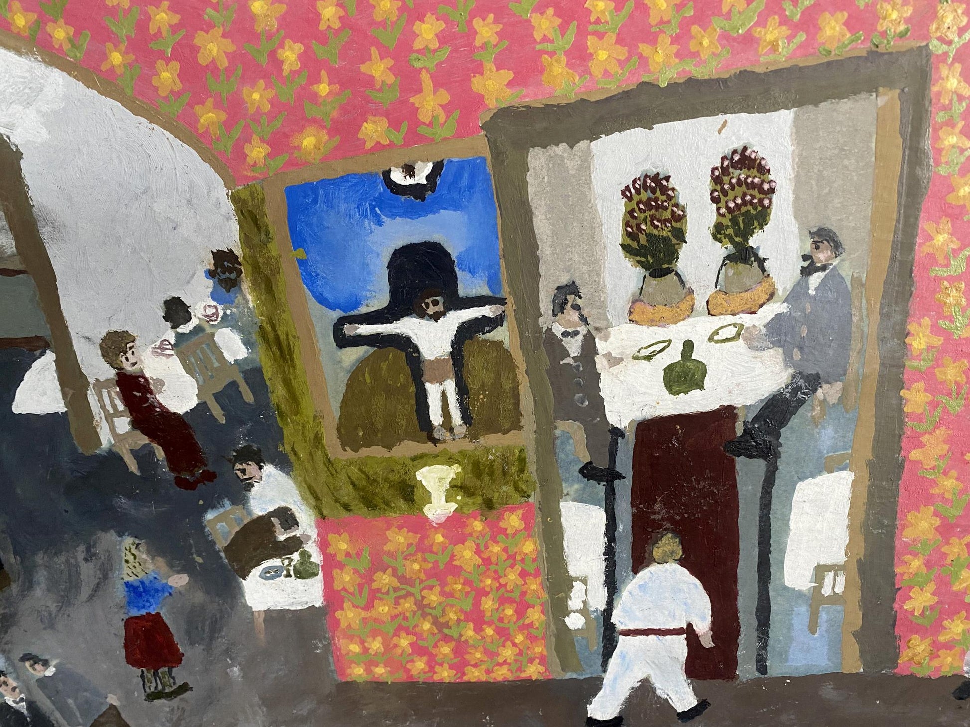 Vibrant Oil Painting Tavern by Petr Nagulyak with floral room scenes