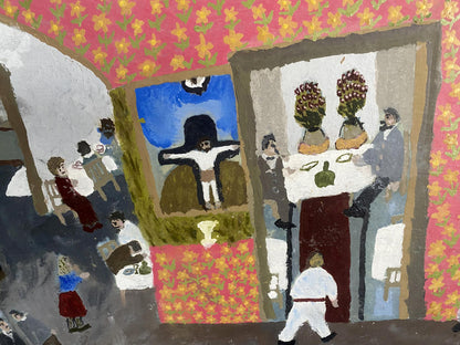Vibrant Oil Painting Tavern by Petr Nagulyak with floral room scenes