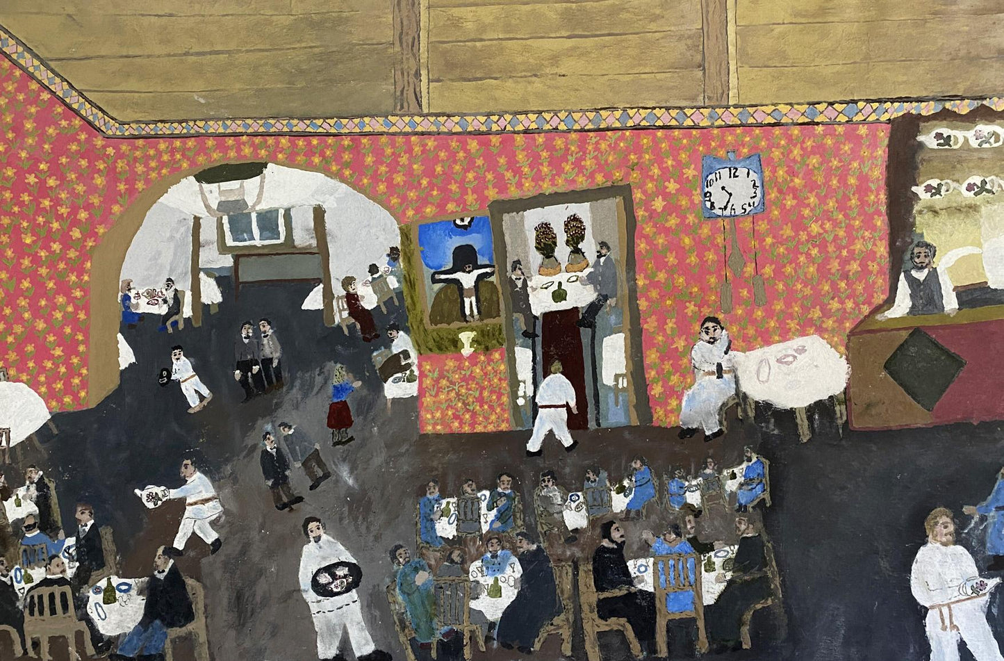 Vibrant oil painting of tavern interior by Petr Nagulyak