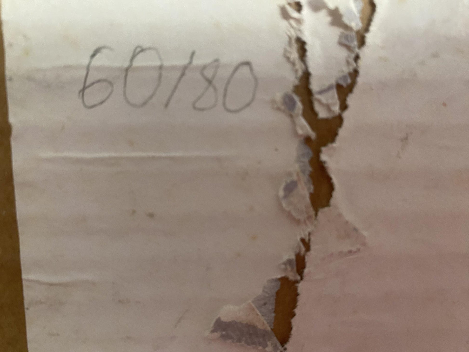 Back of Nikolai Nikolaevich Prokopenko oil painting with torn cardboard 60/80 label