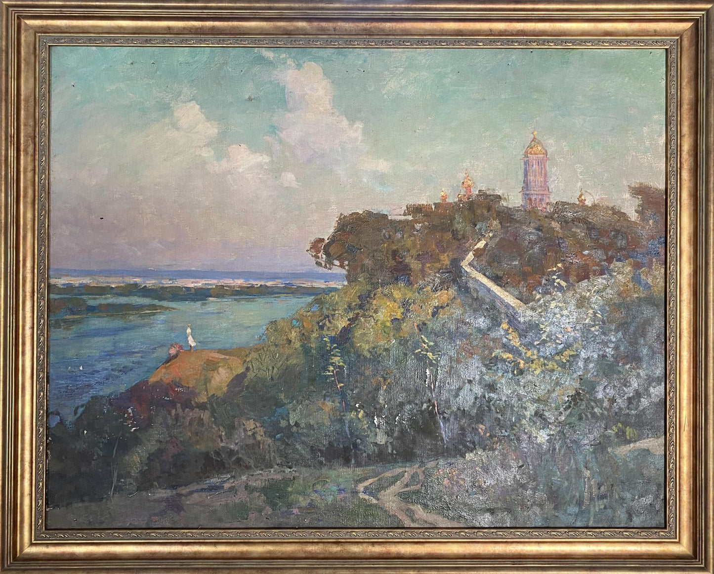 Oil painting by Ryzhykh Victor Ivanovich: coastal landscape near river