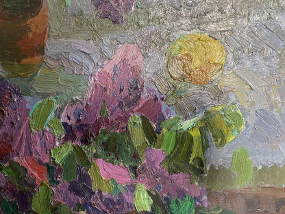 Oil painting Lilac by Matyushenko Victor Ivanovich, purple pink flowers
