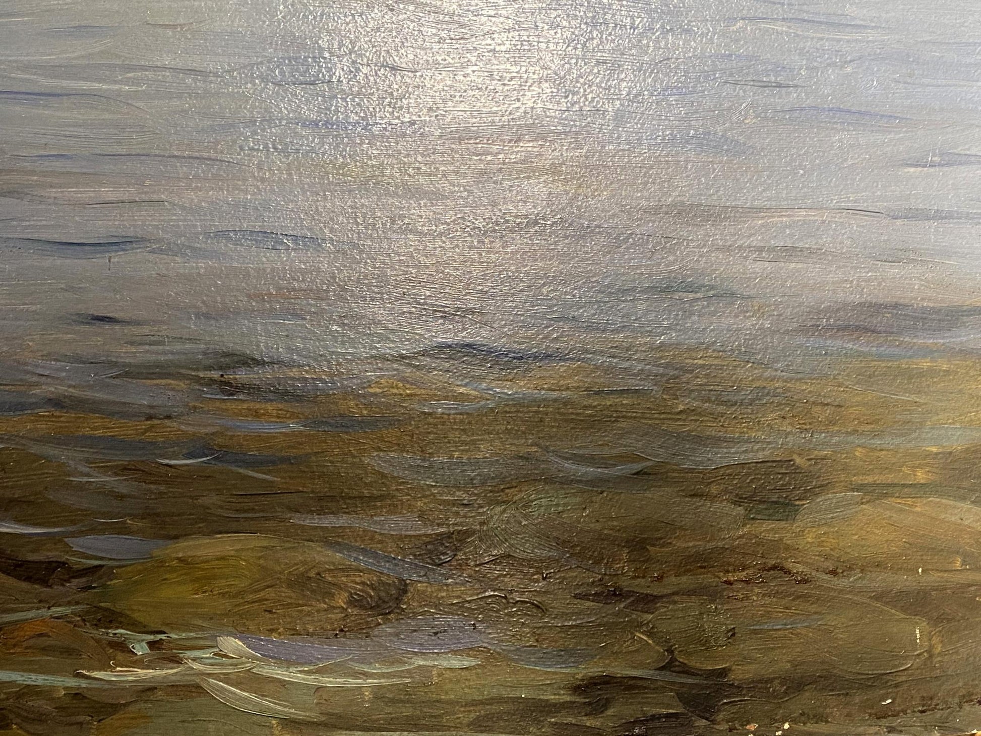 Oil painting of rocky coast by Strelov Arkady Efimovich with rippling water