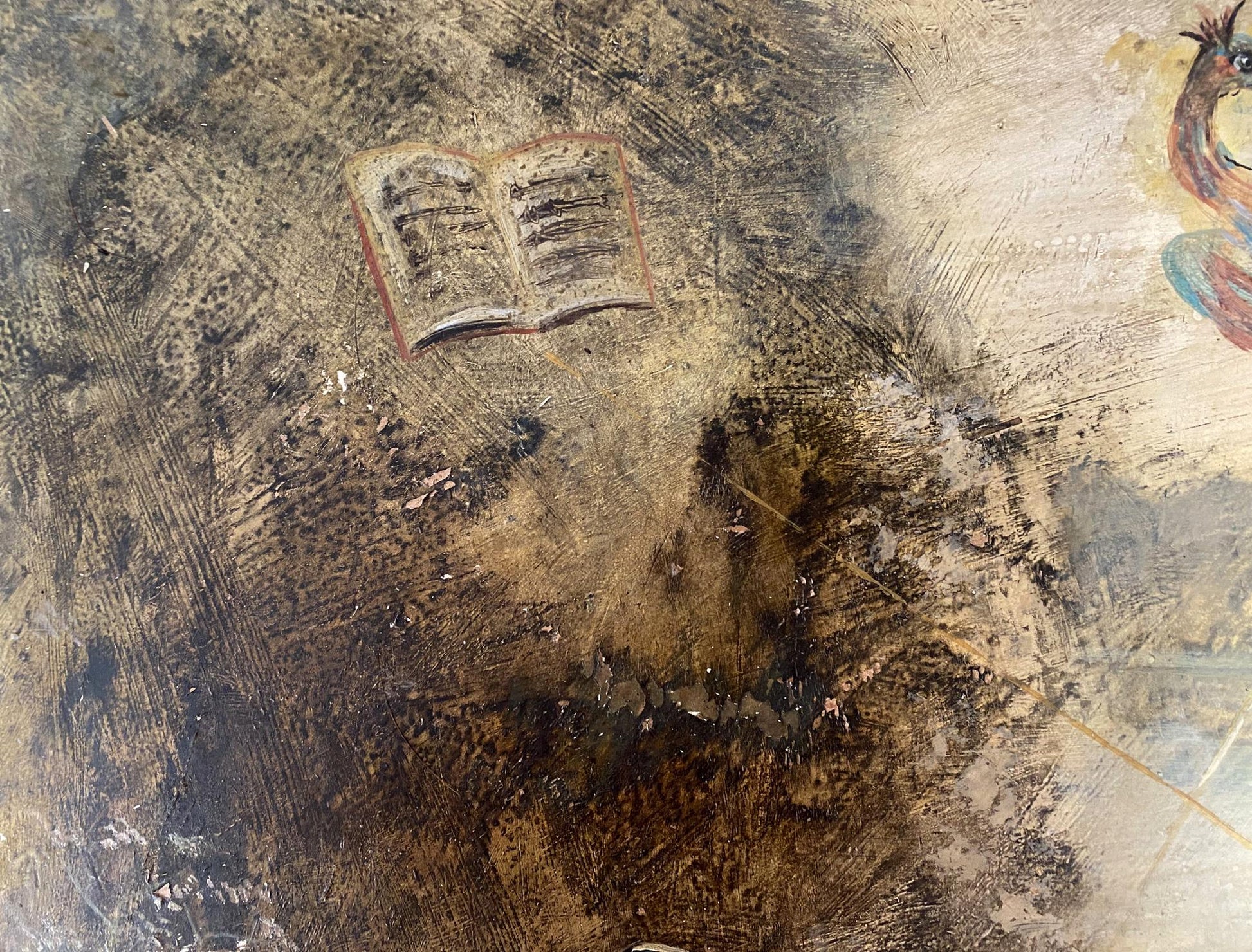 Oil painting of open aged book by Dulfan Lucien Veniaminovich