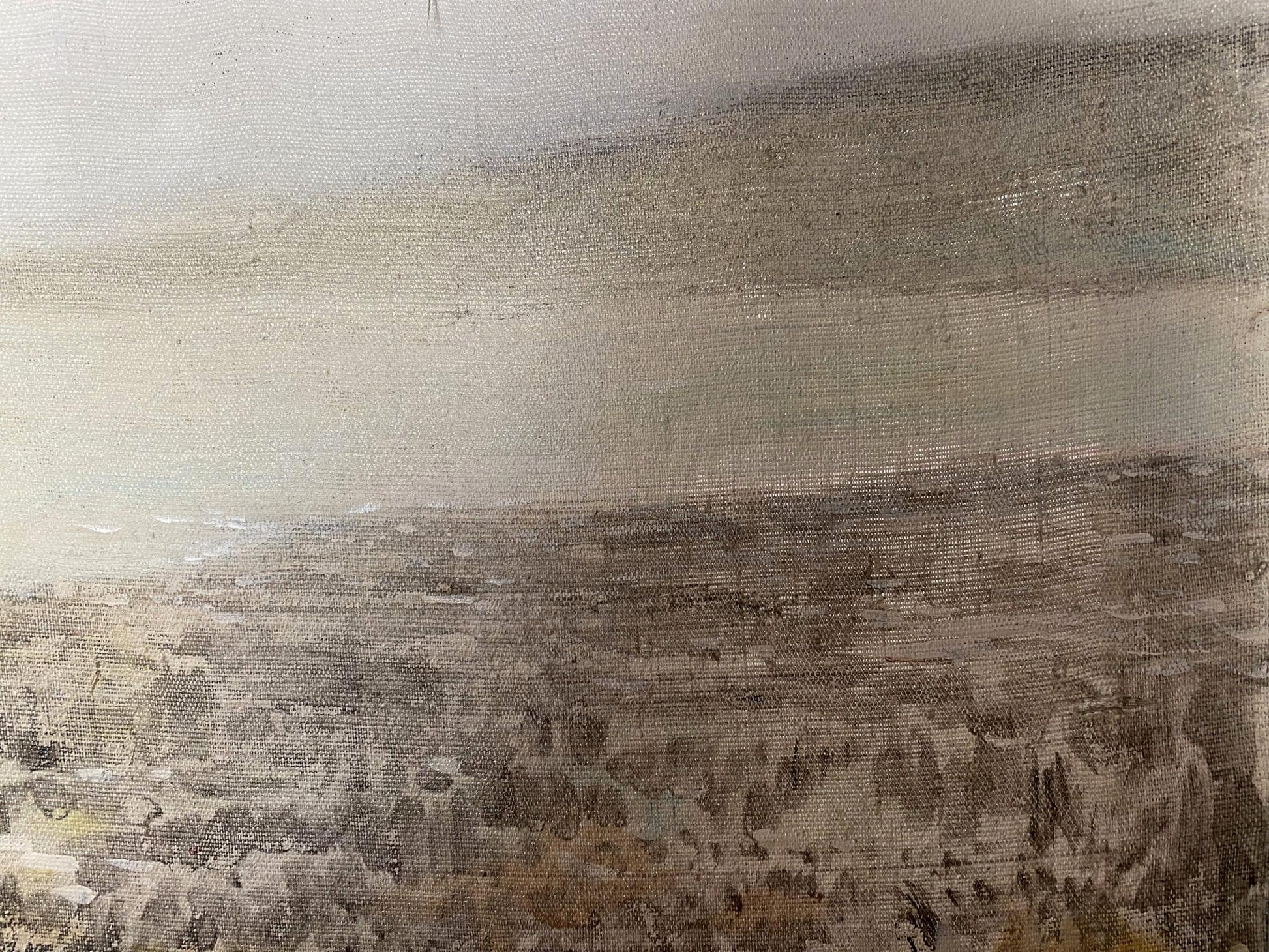 Abstract textured oil painting Walk around Odessa in grays and browns