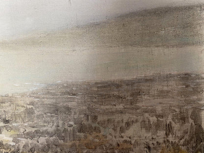 Abstract textured oil painting Walk around Odessa in grays and browns